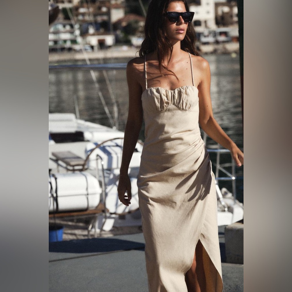 Zara linen blend midi dress